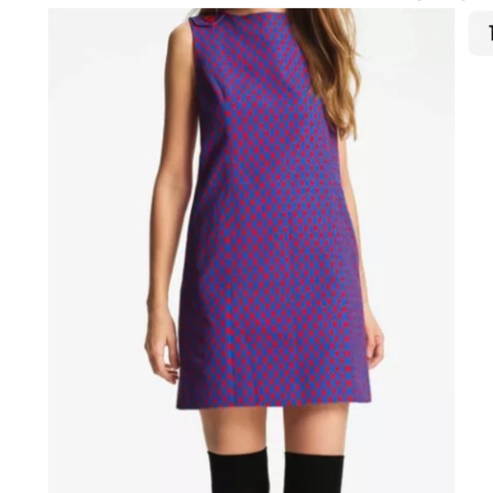 MISS WU geometric dress blue red